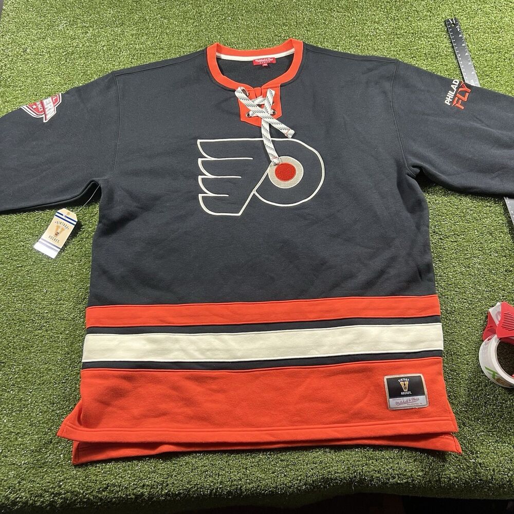 Womens Philadelphia Flyers Mitchell & Ness Lace-Up Pullover Sweatshirt XL